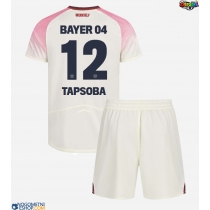 Otroški Nogometni dresi Bayer Leverkusen Edmond Tapsoba #12 Gostujoči 2025-26 Kratek Rokav (+ Kratke hlače)